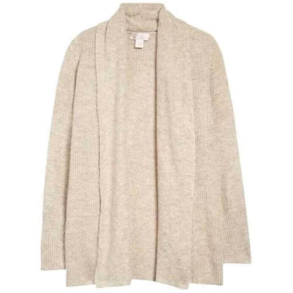 Rachel Parcell Shawl Collar Open Cardigan Sweater Knit Oatmeal Size Xl